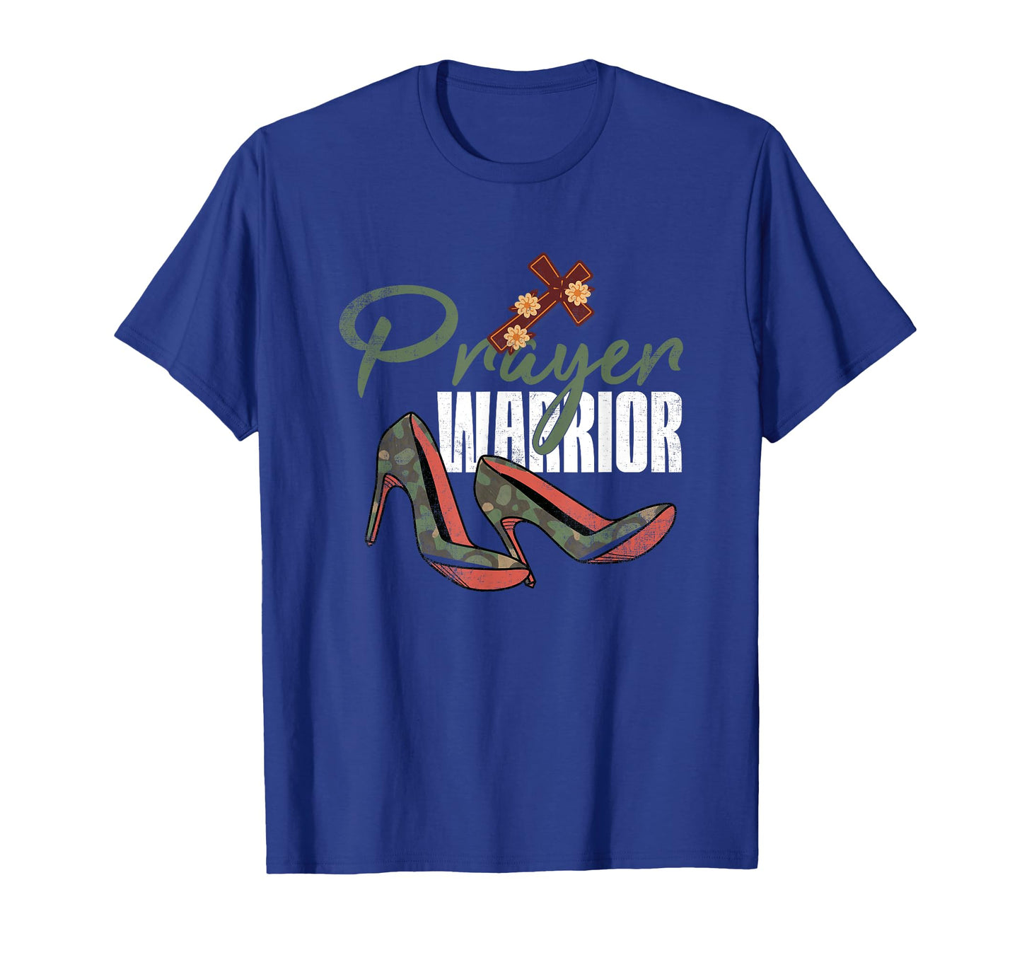 Prayer Warrior Camo Heels God Jesus Christian Faith T-Shirt
