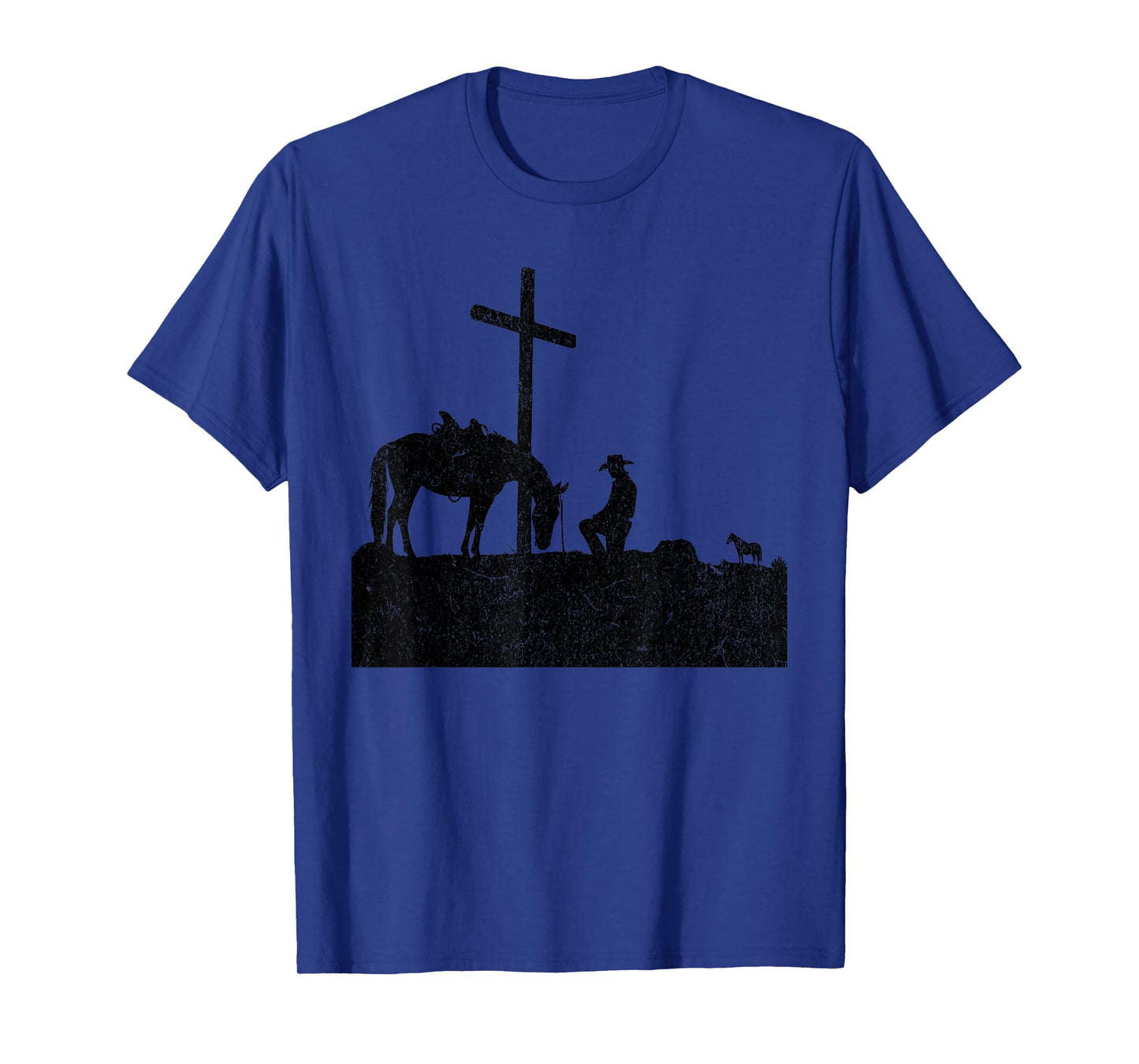Cowboy Kneeling at Cross Western Jesus for Mens Faith T-Shirt