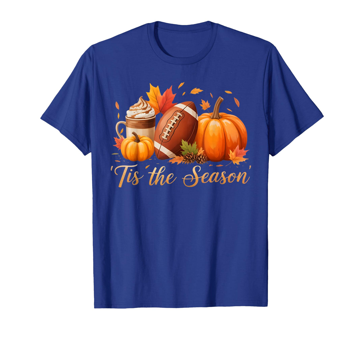 Tis The Season Fall Thanksgiving Pumpkin Spice Football Tee T-Shirt