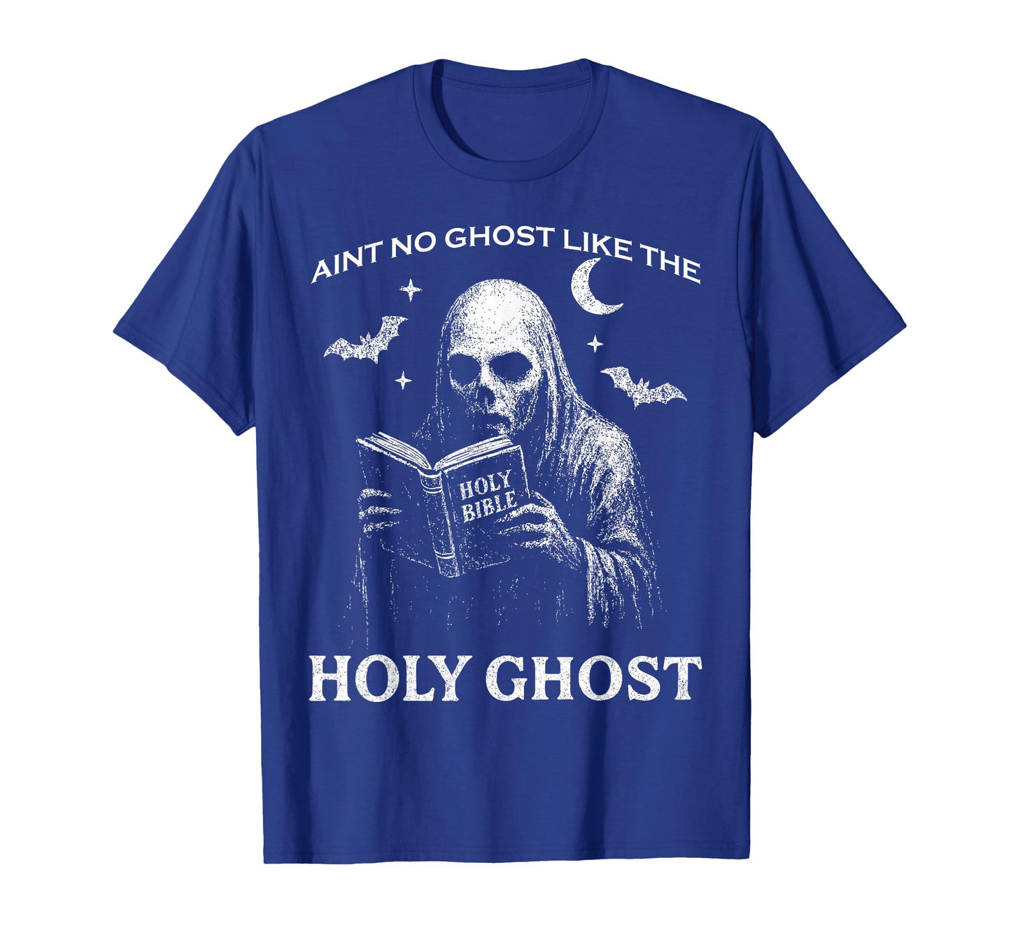 Holy Ghost Creepy Realistic Distressed Halloween Bible Shirt T-Shirt