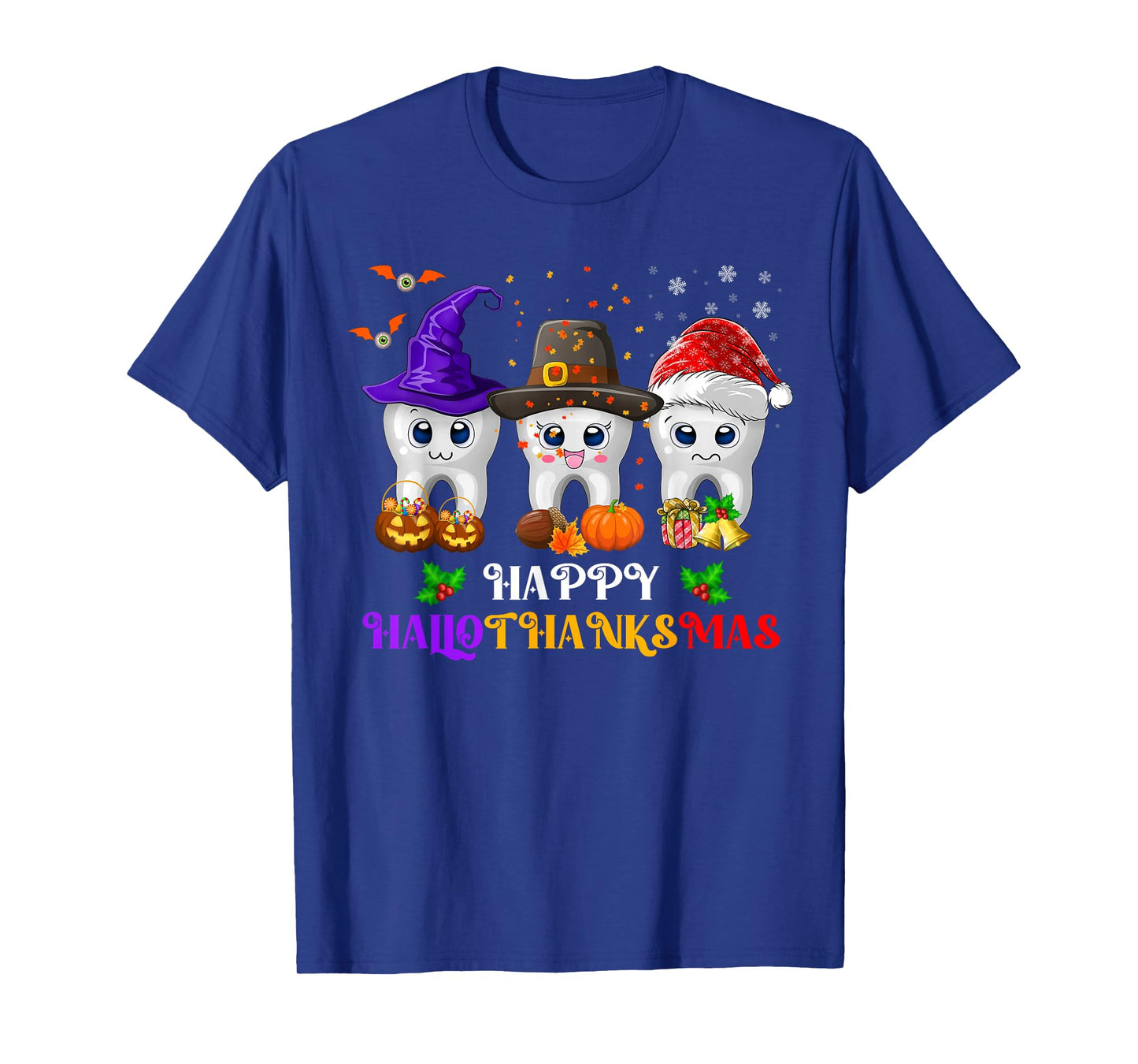 Teeth HalloThanksMas Halloween Thanksgiving Christmas Dental T-Shirt
