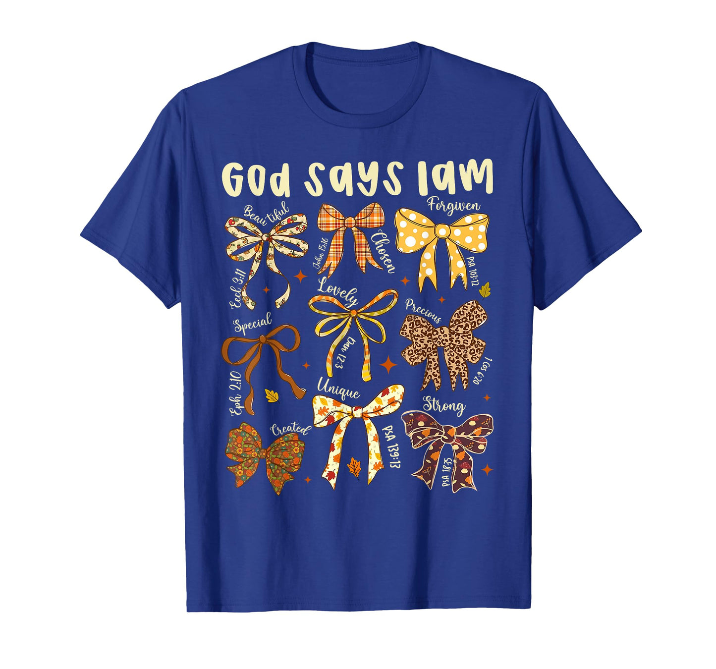 God Says I Am Fall Coquette Bow Thanksgiving Christian Women T-Shirt