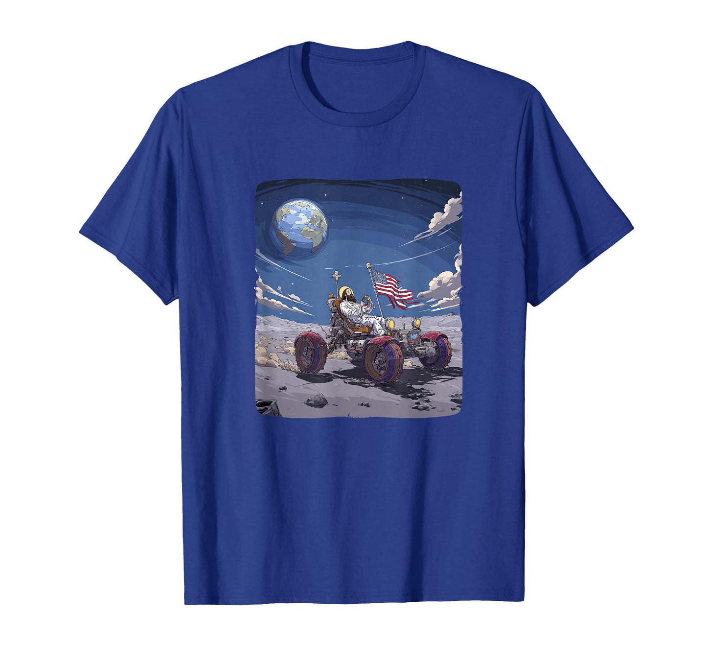 Nice Moon and Space Vehicle with Jesus Christ Costume T-Shirt