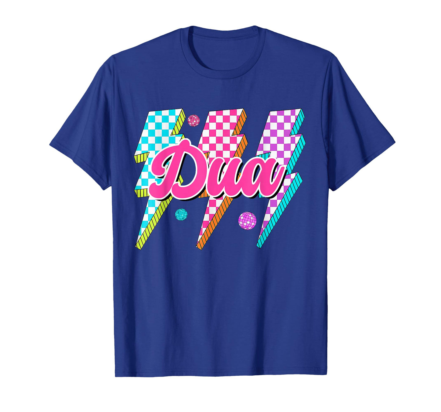 Funny Dua Lightning Bolt Checkered I Love Dua 80's Vintage T-Shirt