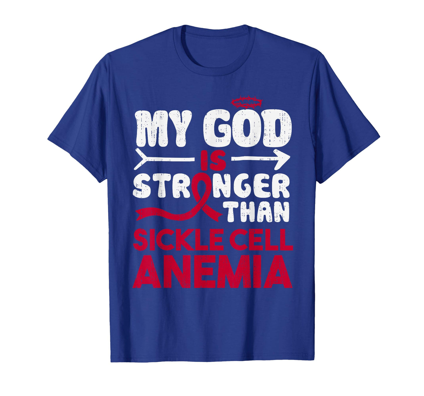 God Stronger Sickle Cell Anemia Awareness Ribbon Burgundy T-Shirt