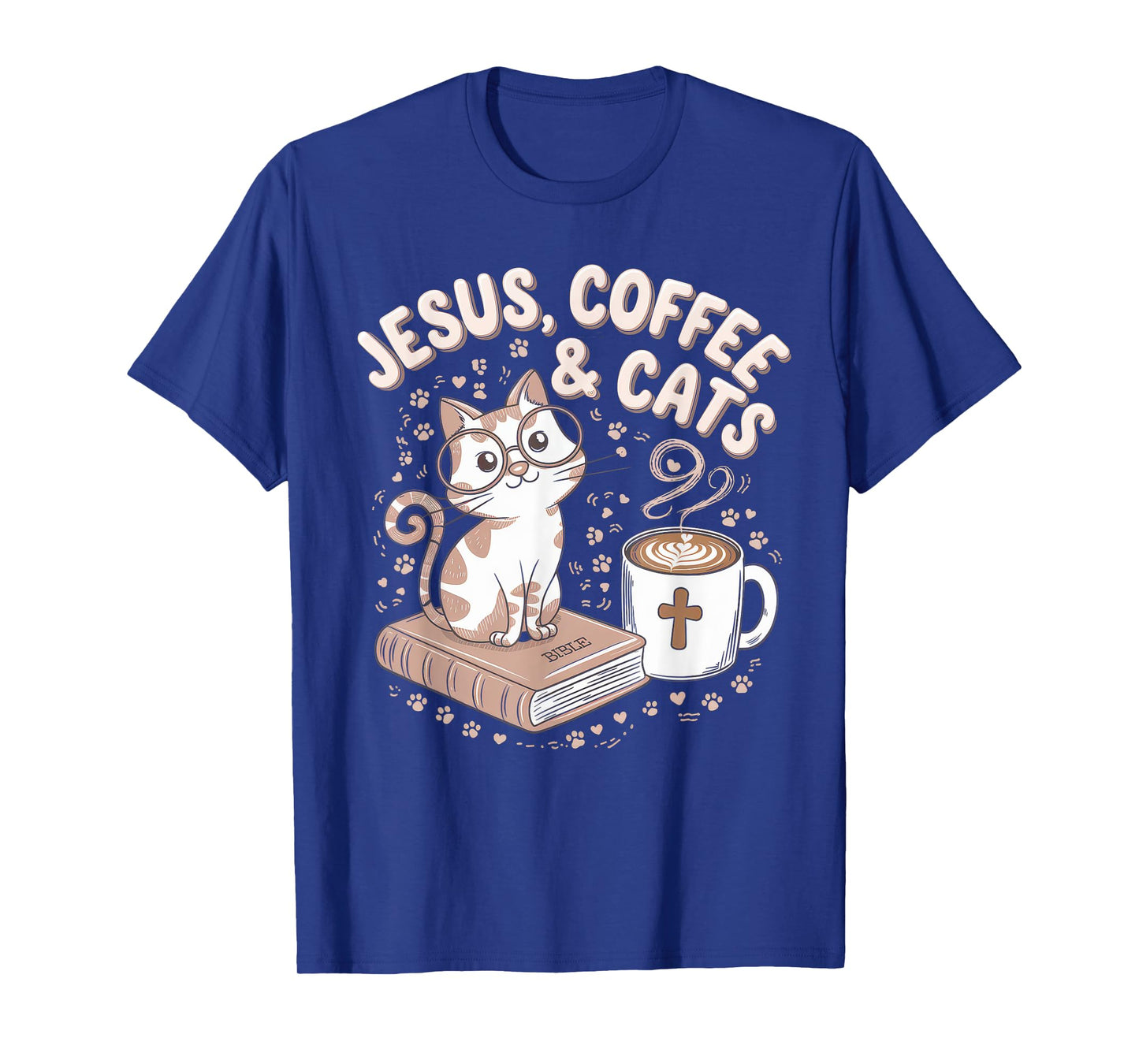 Jesus Coffee Cats Funny Cute Design Jesus Lovers Christian T-Shirt