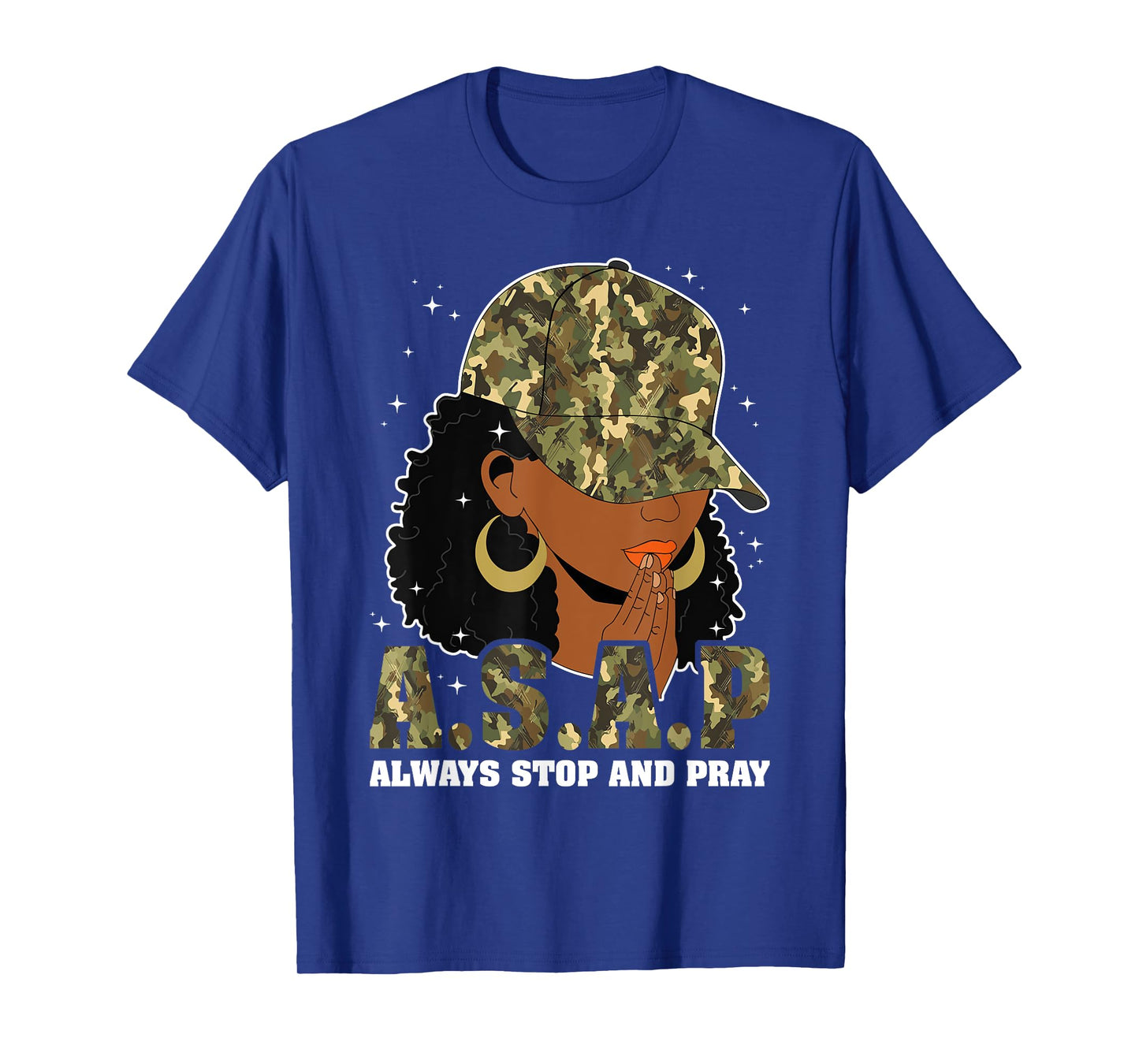 Always Stop And Pray Black Woman Afro Christian Sayings T-Shirt
