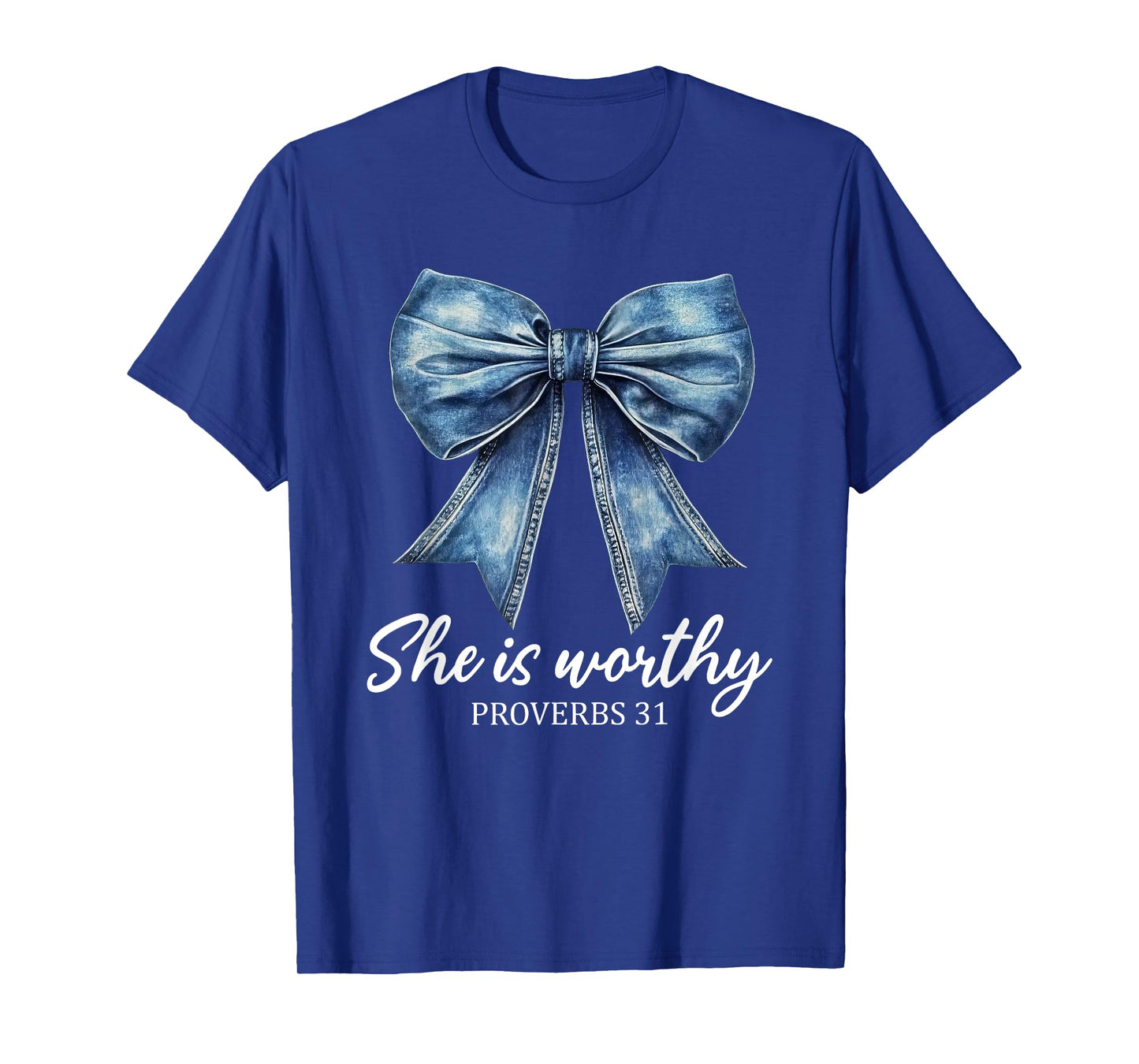She is Worthy Cute Christian Coquette Bow Trendy Christian T-Shirt