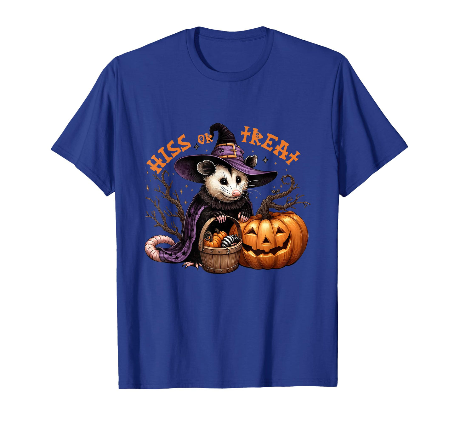 Hiss Or Treat Halloween Pumpkin Witch Opossum Scary Possum T-Shirt
