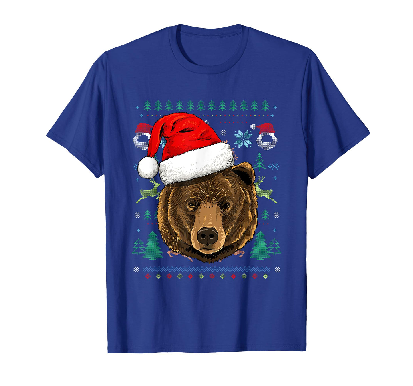 Bear Ugly Christmas Santa Hat Xmas T-Shirt