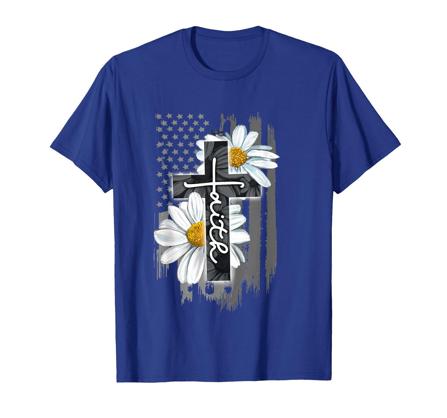 Faith American Flag Daisy Christian Faith Jesus God Lover T-Shirt
