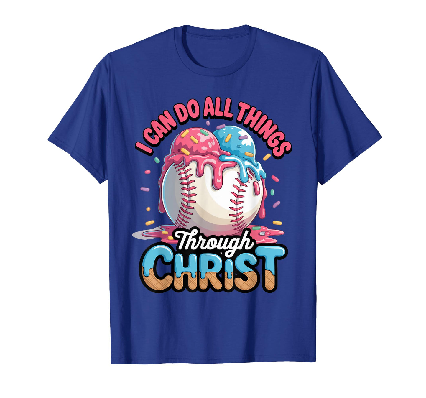 Ice Cream Drip Baseball Stuff Philippians 4:13 Jesus Boys T-Shirt