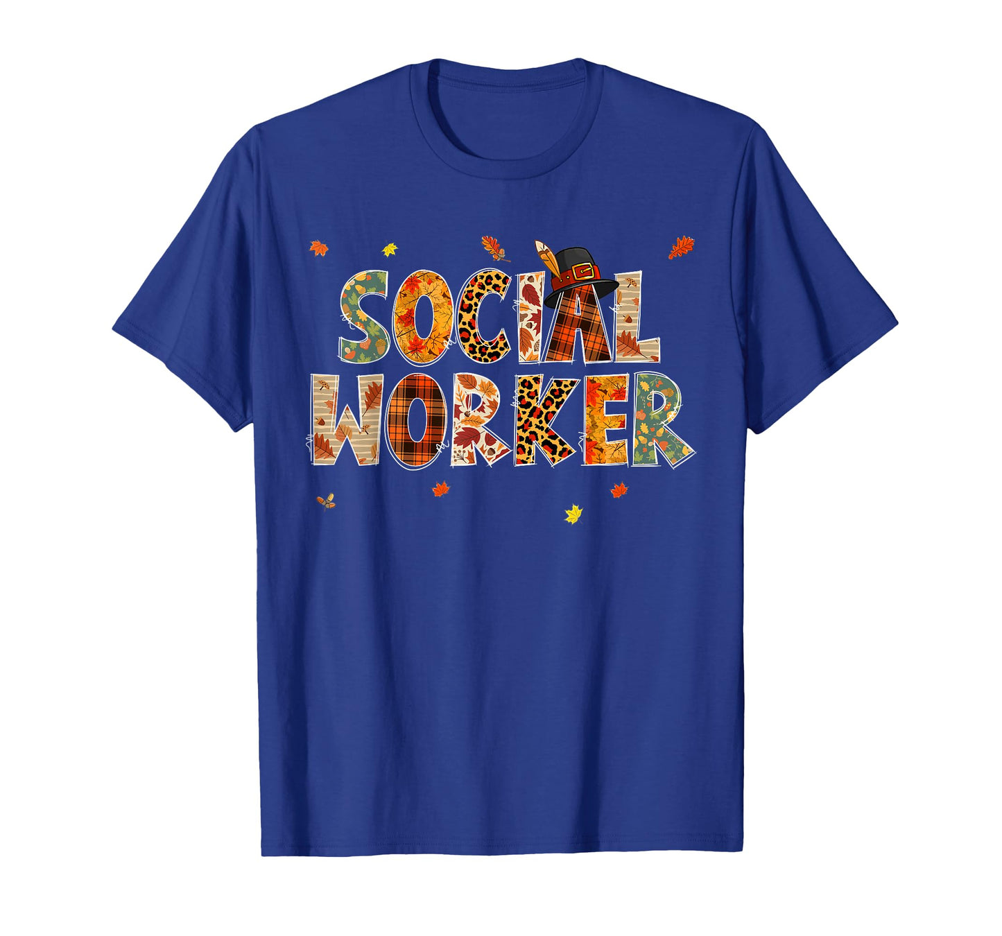 Funny Social Worker Pumpkin Autumn Tree Fall Leaves T-Shirt