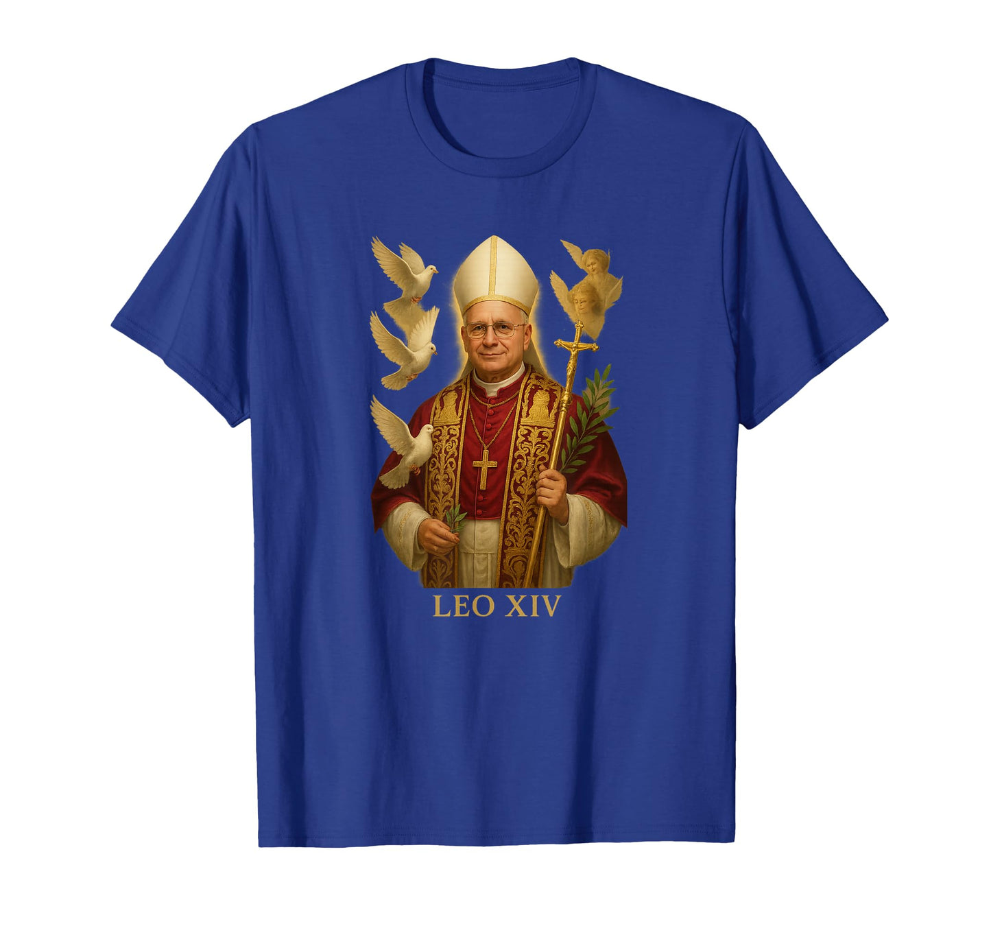 Pope Leo XIV / Angels and Doves Catholic Christian Design T-Shirt