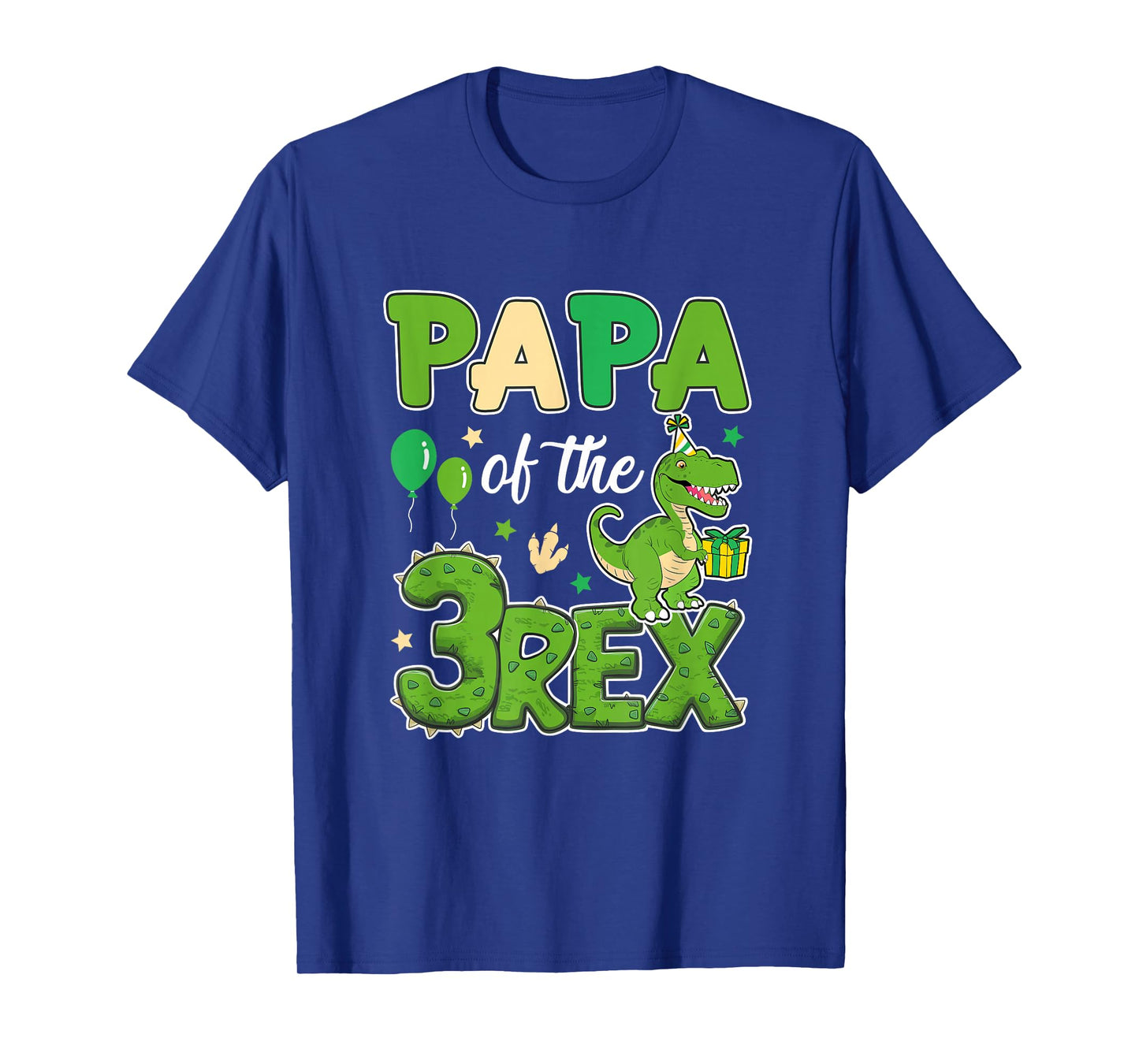 Papa Of The Three Rex Birthday Dinosaur Family Matching T-Shirt