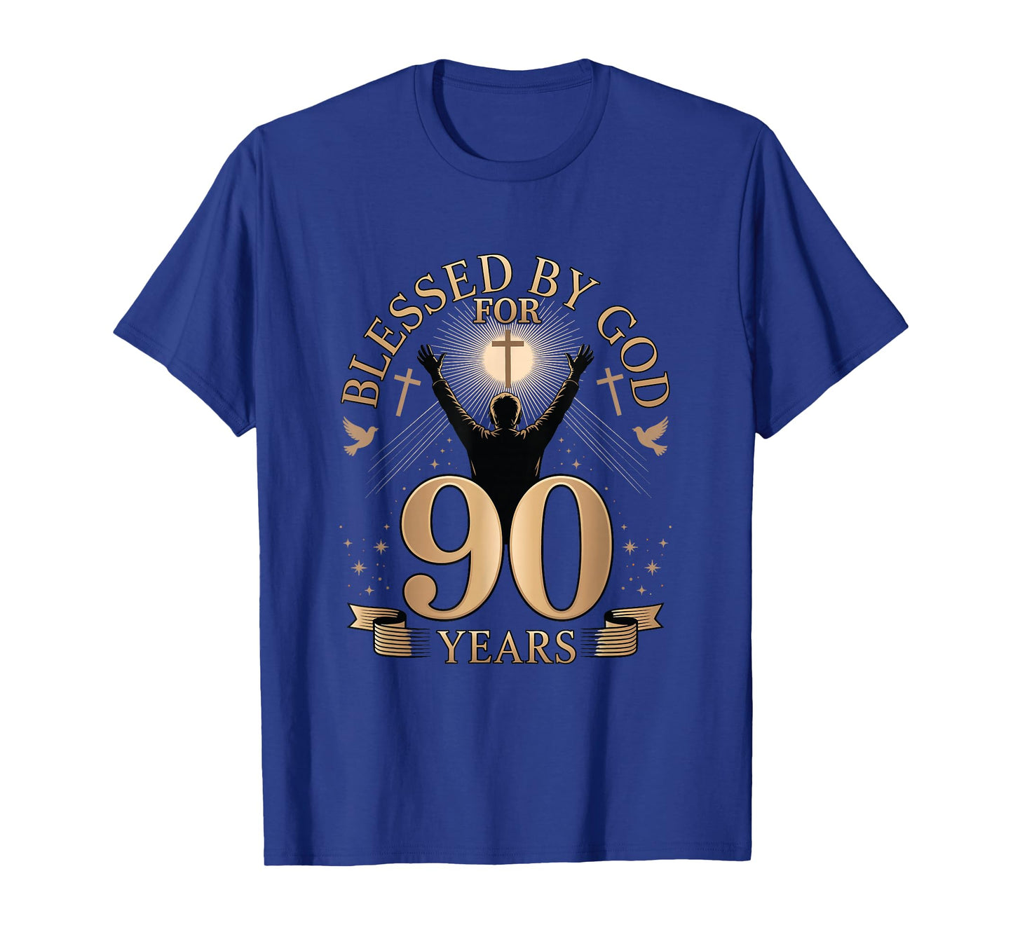 Blessed by God for 90 Years Religious Themed 90th Birthday T-Shirt