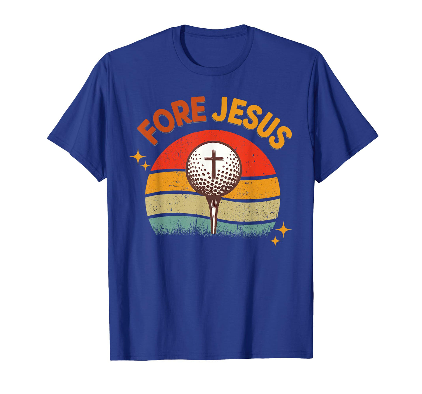 FORE Jesus Christian Golf Ball Tee Retro Golfer 70s Golfing T-Shirt