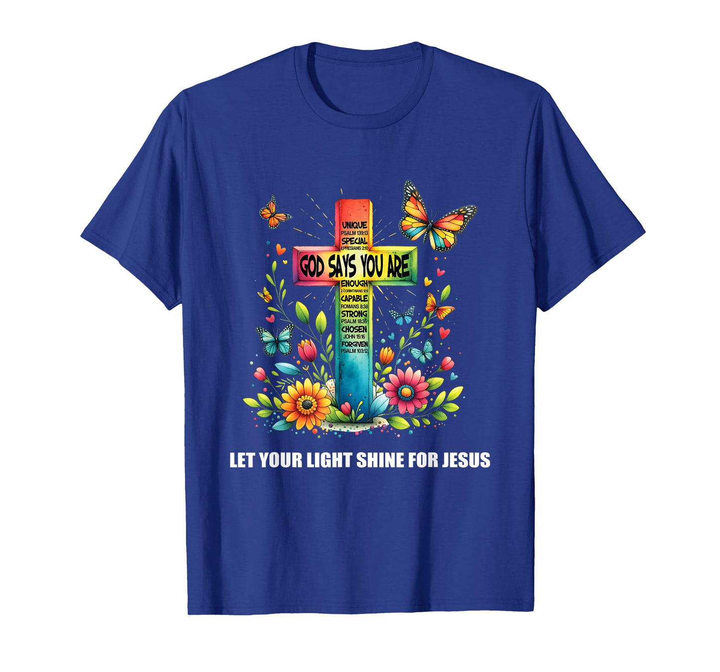 Christian Glow-For Jesus Let Your Light Shine Faith Cross T-Shirt