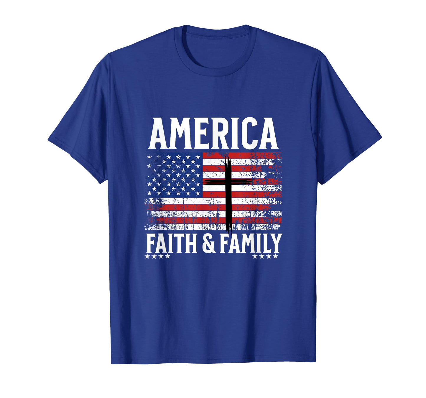 America Faith & Family Flag With Cross Patriotic 4th of July T-Shirt for Women Kids Men