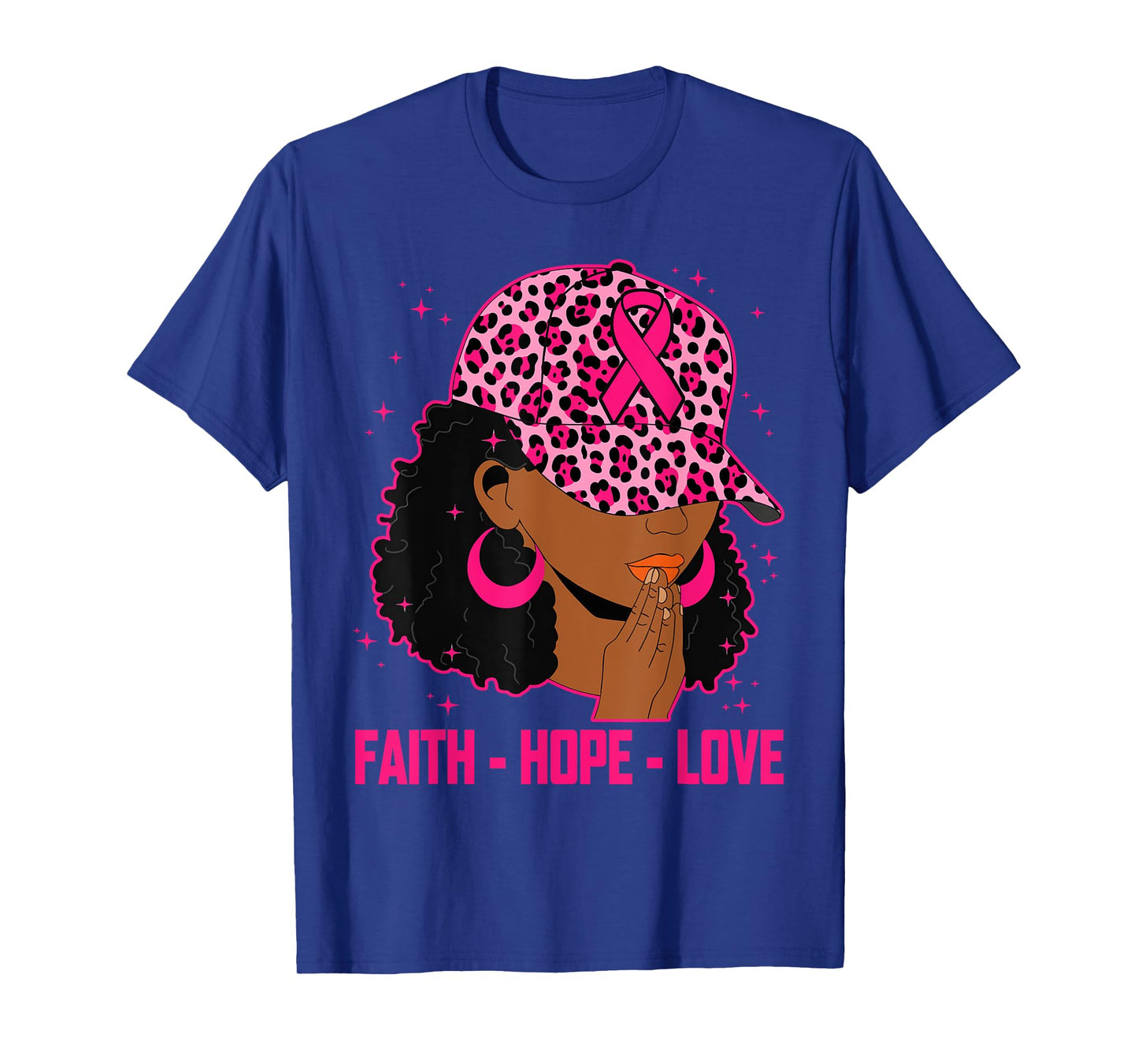 Faith Hope Love Black Women Afro Christian Breast Cancer T-Shirt