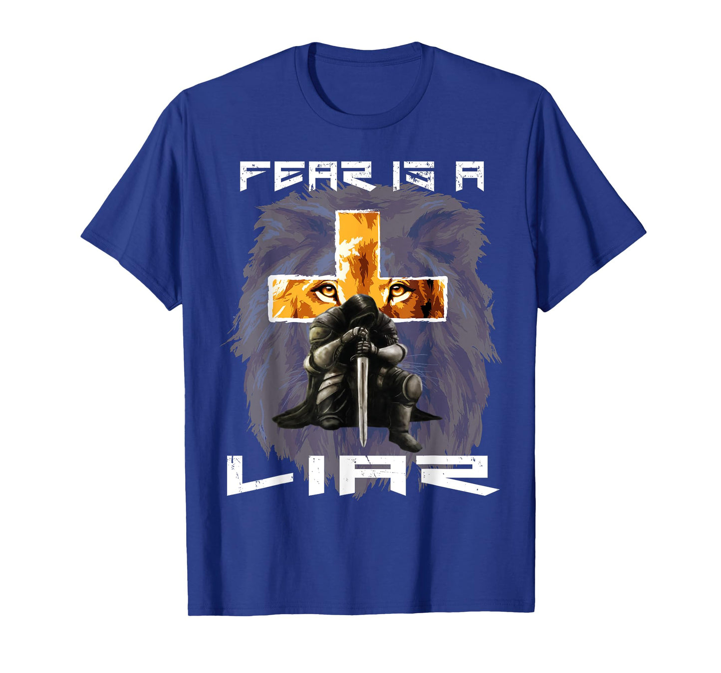 Fear Is a Liar Lion Judah Christian Religious Cross Graphic T-Shirt