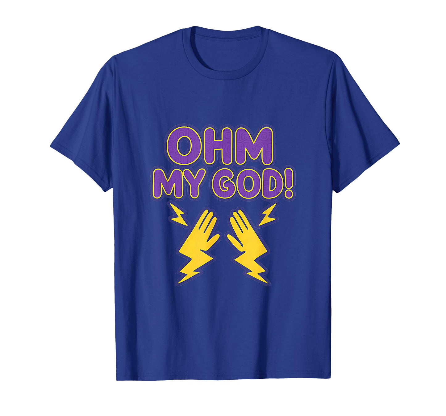Ohm My God Electrician Humor Bubble Letter Graphic T-Shirt