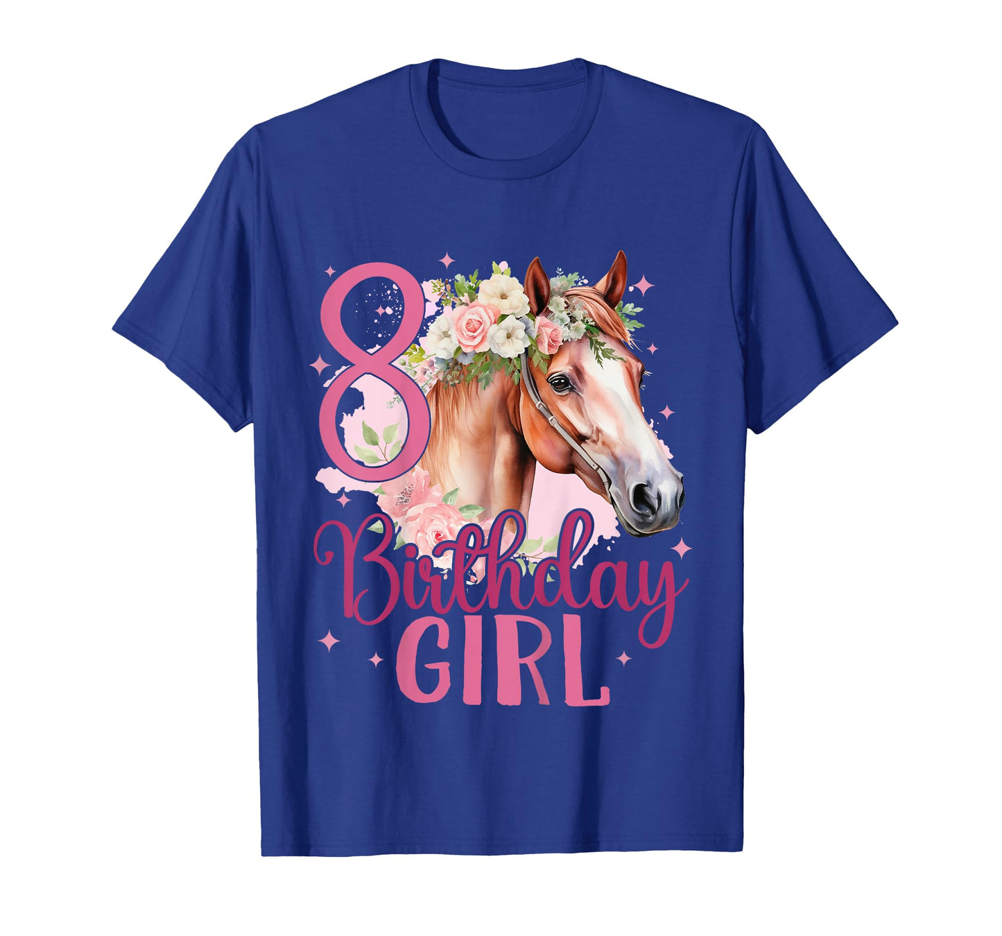 Kids 8th Birthday Horse 8 Years Eight Finally 8 Birthday Girl T-Shirt