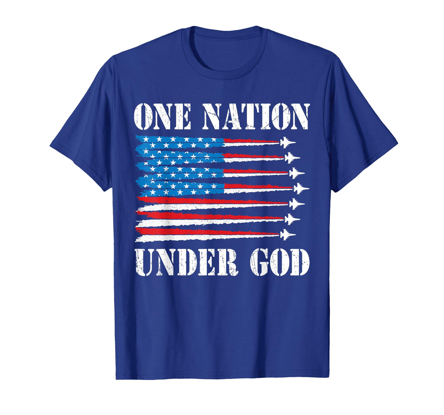 One Nation Under God 4th July American Flag Fighter Jet Men T-Shirt