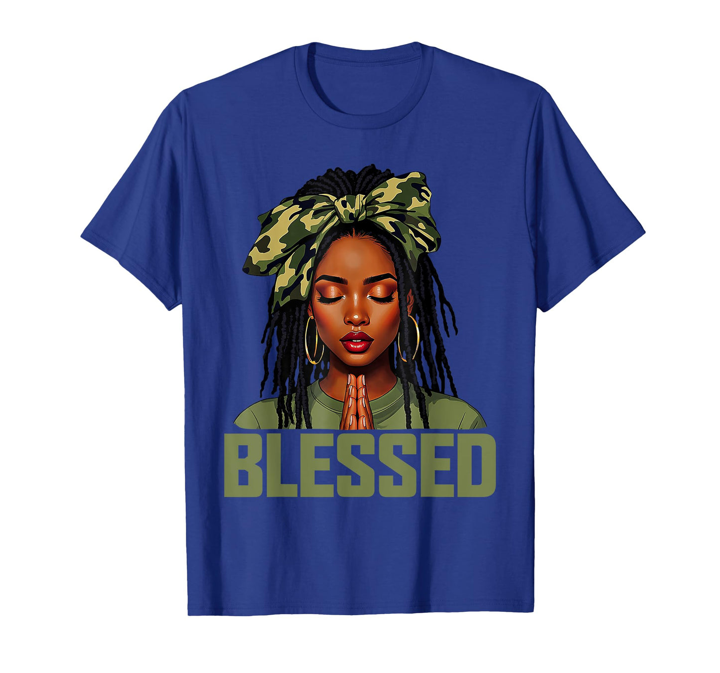 Blessed Black Woman Praying African Christian Camouflage T-Shirt