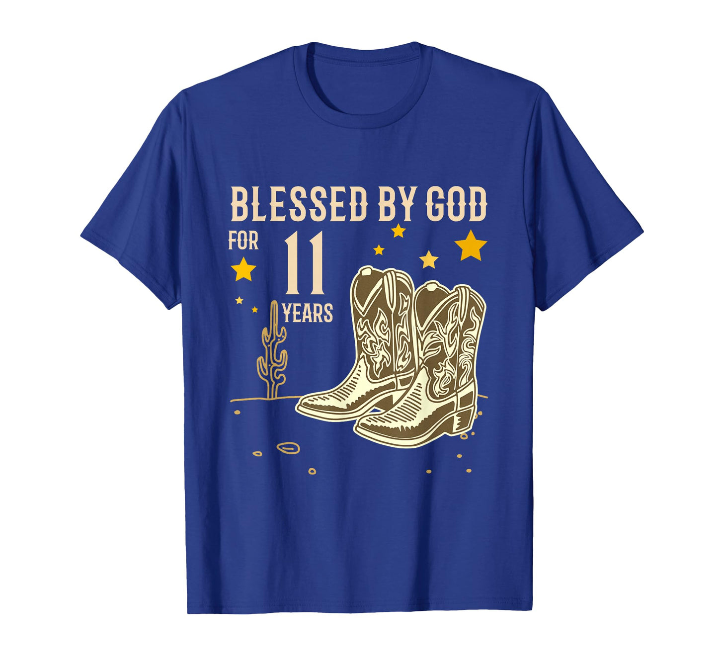 Vintage Blessed by God for 11 Years Cowboy 11th Birthday Boy T-Shirt