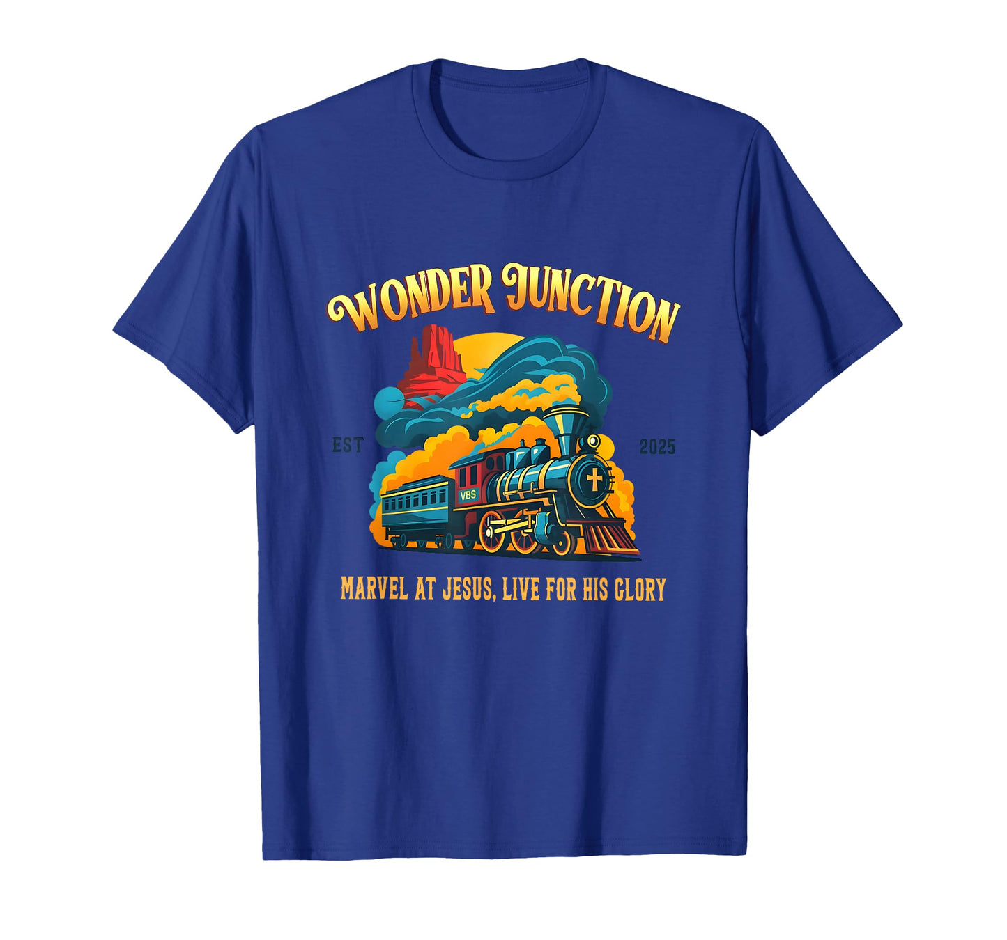 Christian Camp VBS 2025 Wonder His Glory Junction Train T-Shirt