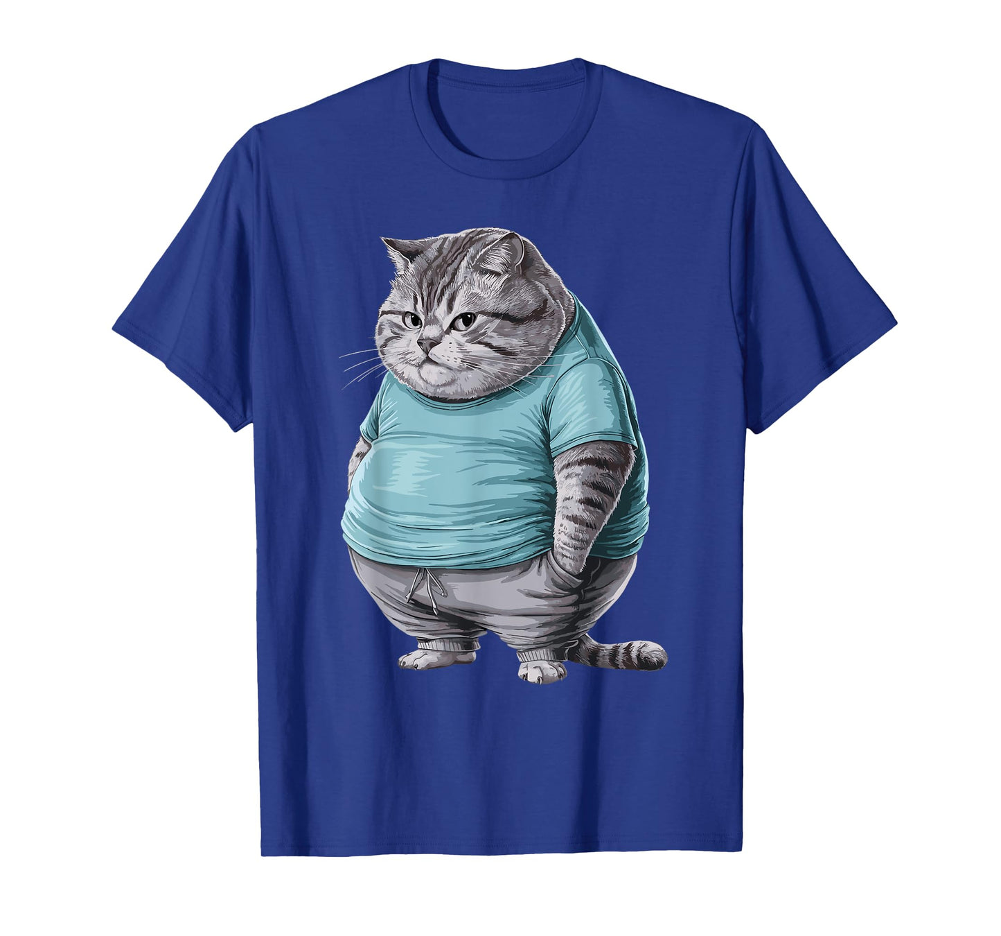 Funny Fat Sad Cat Art Design Fat Kitten Cat Lover Fat Cat T-Shirt for Men Women Girls Kids