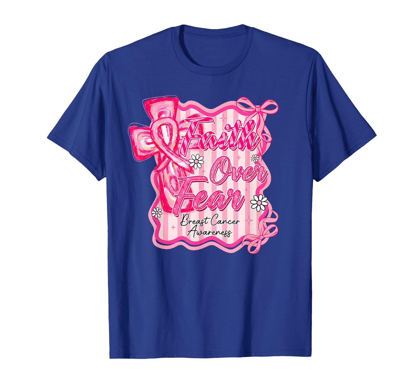 Preppy Breast Cancer Faith Over Fear Coquette Women Girls T-Shirt