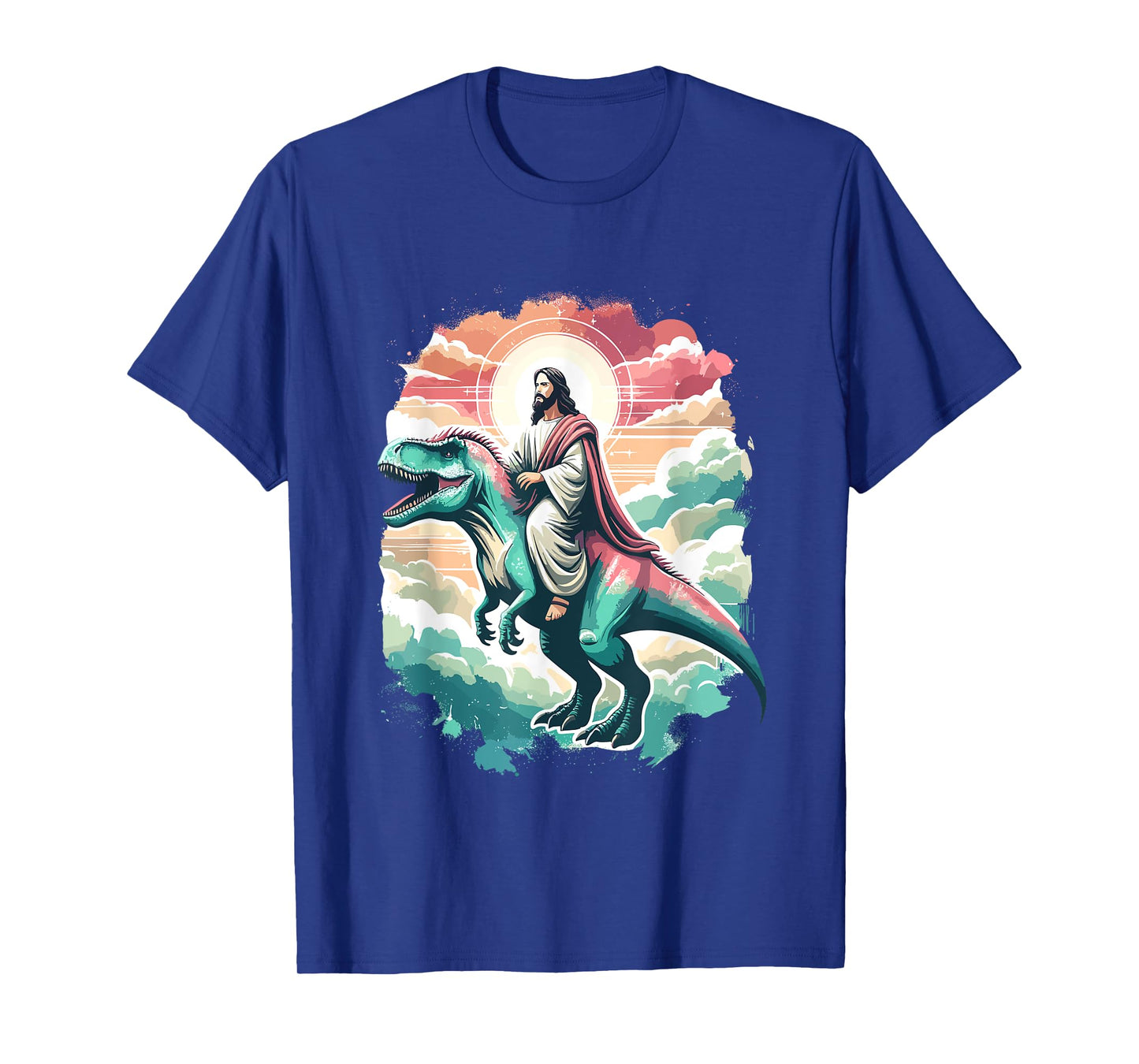 Funny Jesus Riding T-Rex Dinosaur Meme Parody for Believers T-Shirt