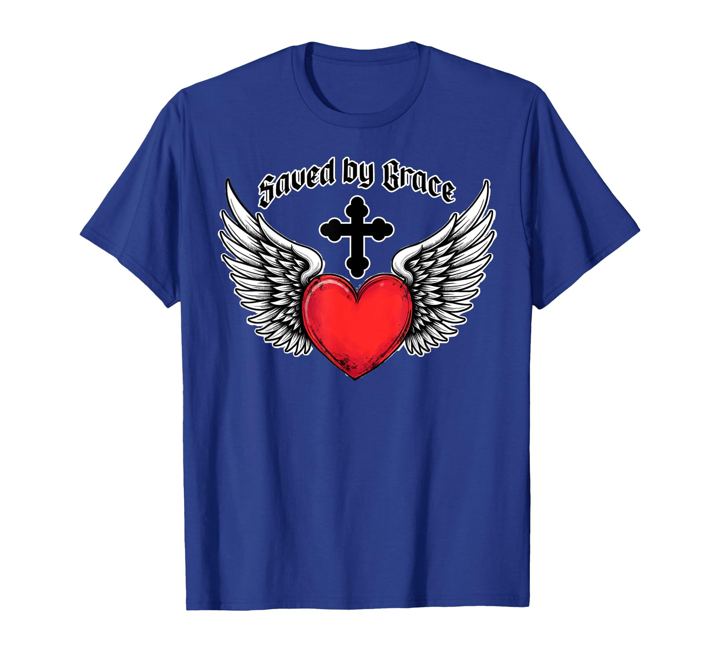 Saved By Grace Heart And Cross Christian Verse Ephesians 2:8 T-Shirt