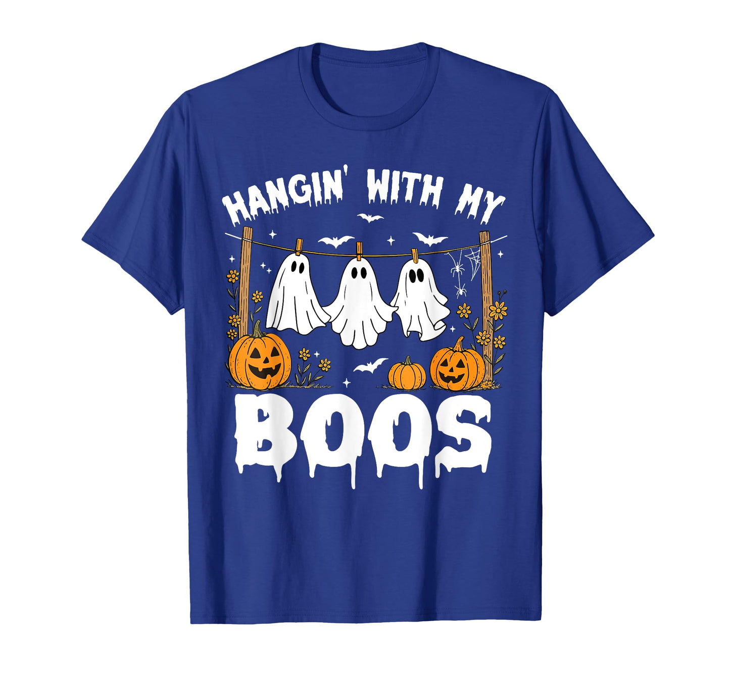 Halloween Quote Hanging with My Boos Funny Ghost Pumpkin T-Shirt