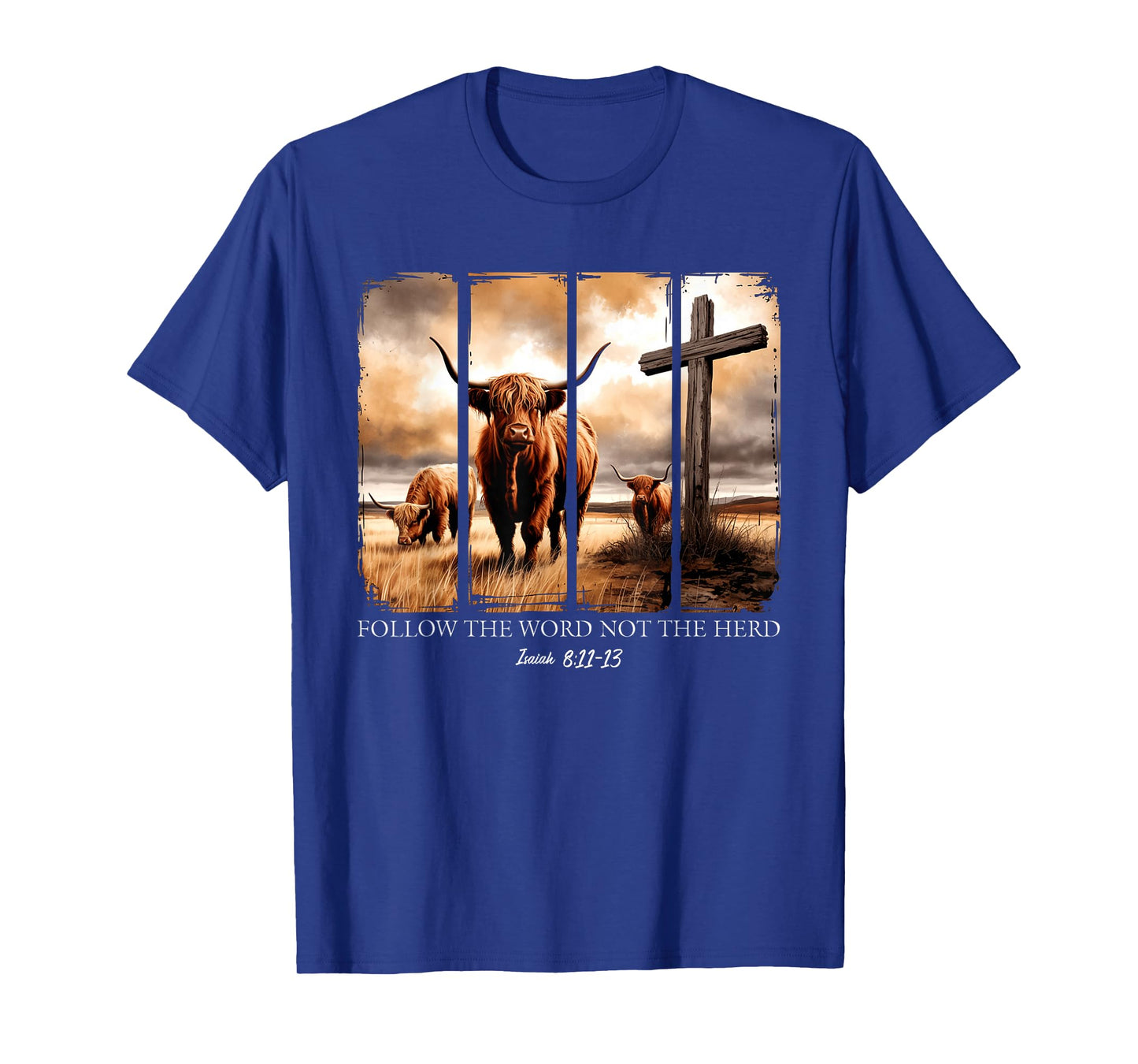 Follow The Word Not The Herd Christian Western Highland Cow T-Shirt