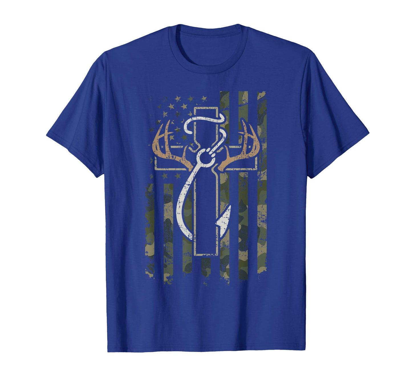 Hunting Fishing Faith - Christian Hunter Fisherman Camo USA T-Shirt