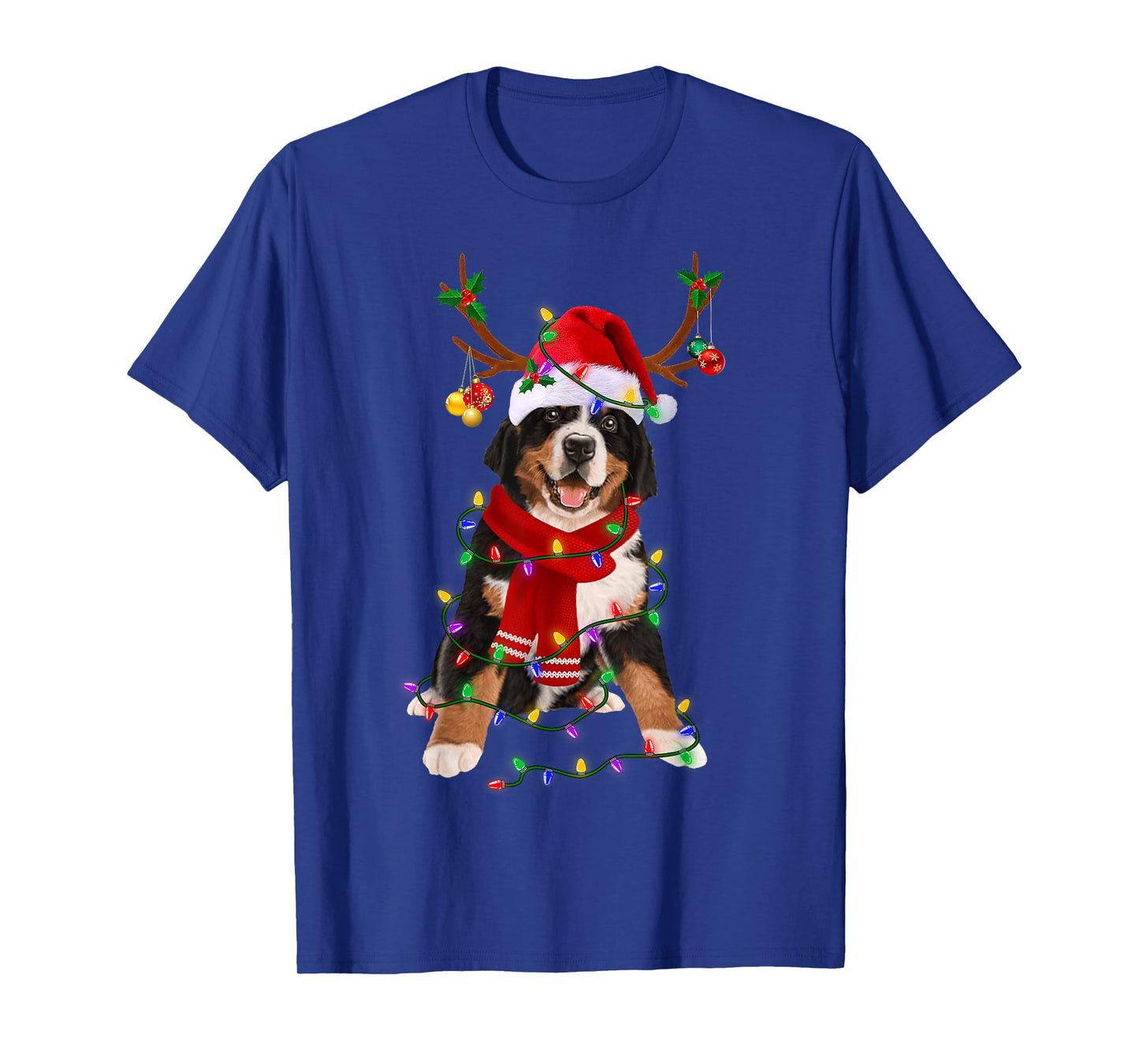 Bernese Mountain Christmas Lights Matching Family Dog Lover Men Women Kids T-Shirt
