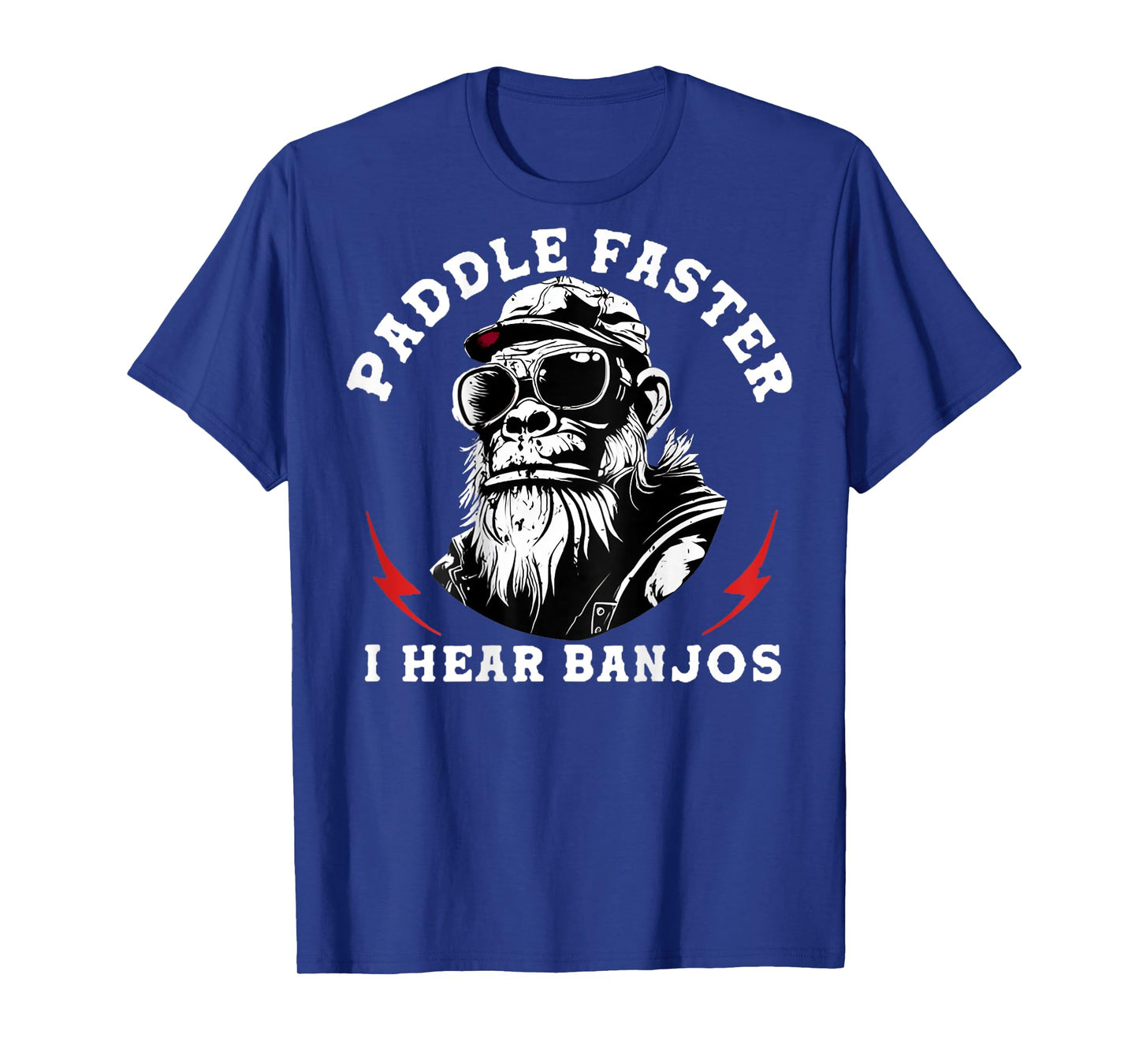 (On Back) Paddle Faster I Hear Banjos Funny Monkey T-Shirt