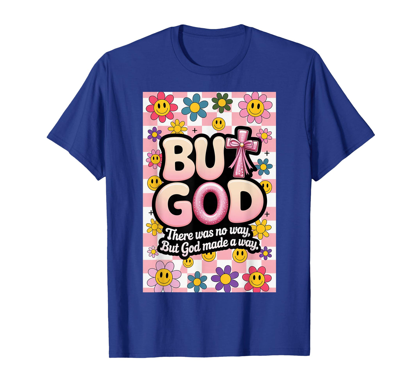 But God Pink Christian Floral Bow Teen Girls Scripture T-Shirt