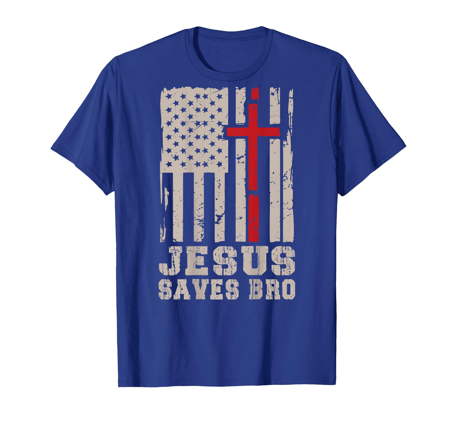 Christian Patriotic Jesus Save Bro Cross Faith American Flag T-Shirt