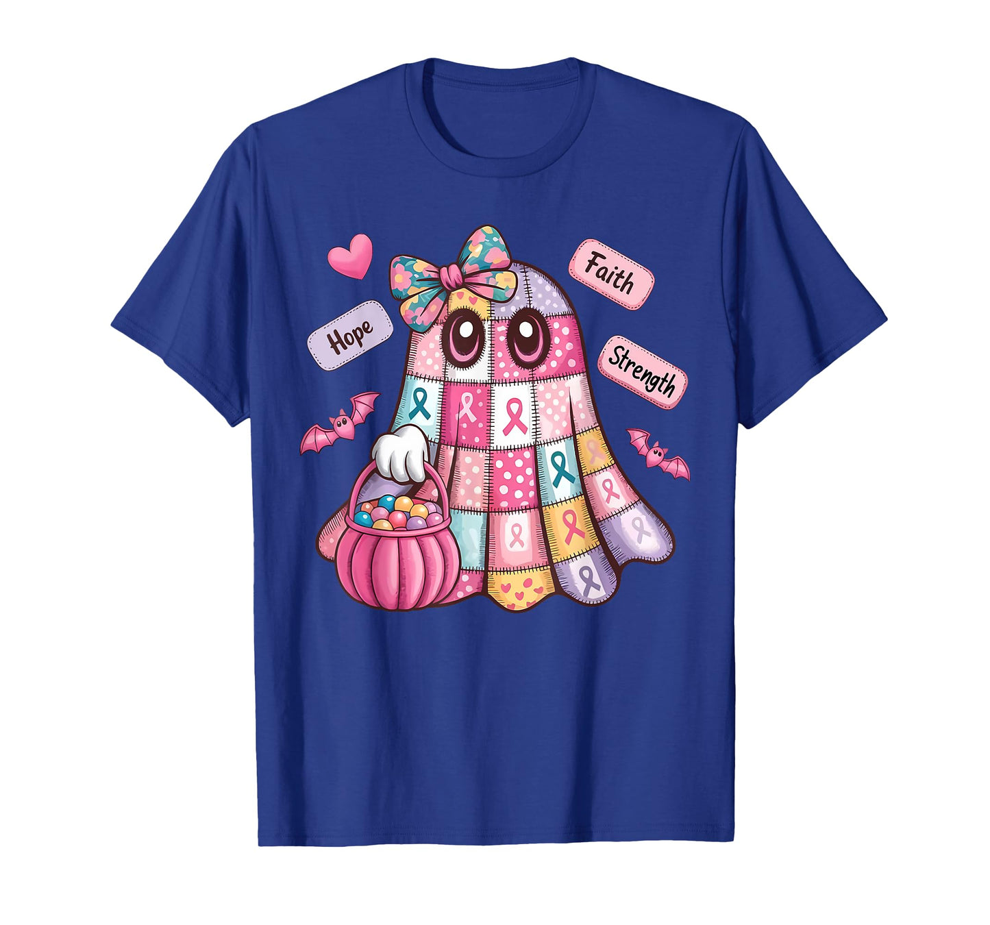 Breast Cancer Hope Strength Faith Survivor Ghost Wear Pink T-Shirt