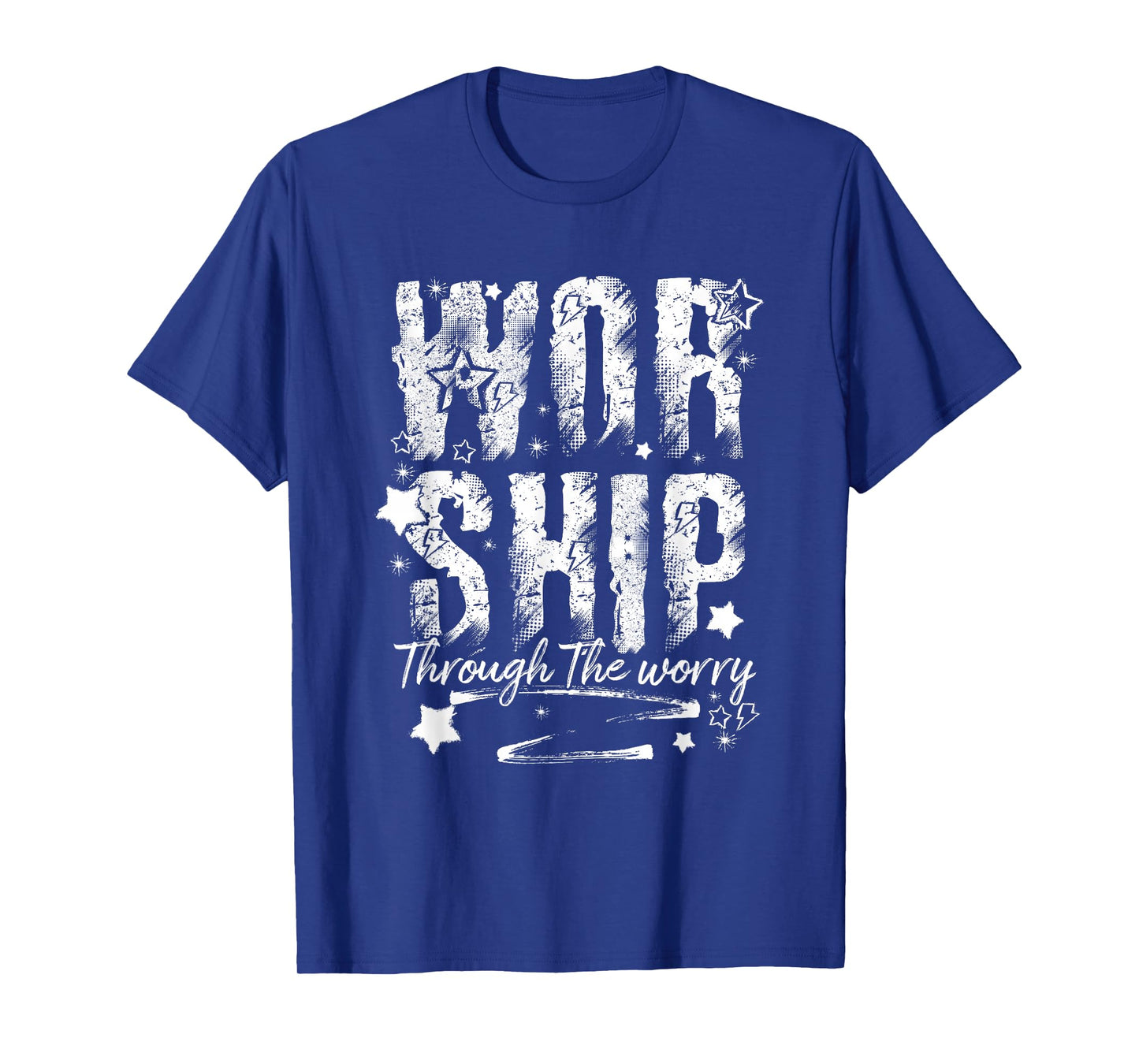 Worship Through The Worry Christian Faith Retro Bible Verse T-Shirt
