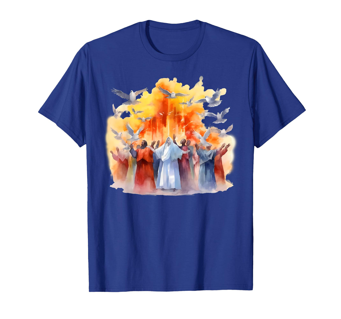 Pentecost Doves Tongues Fire Flame Holy Spirit Catholic T-Shirt