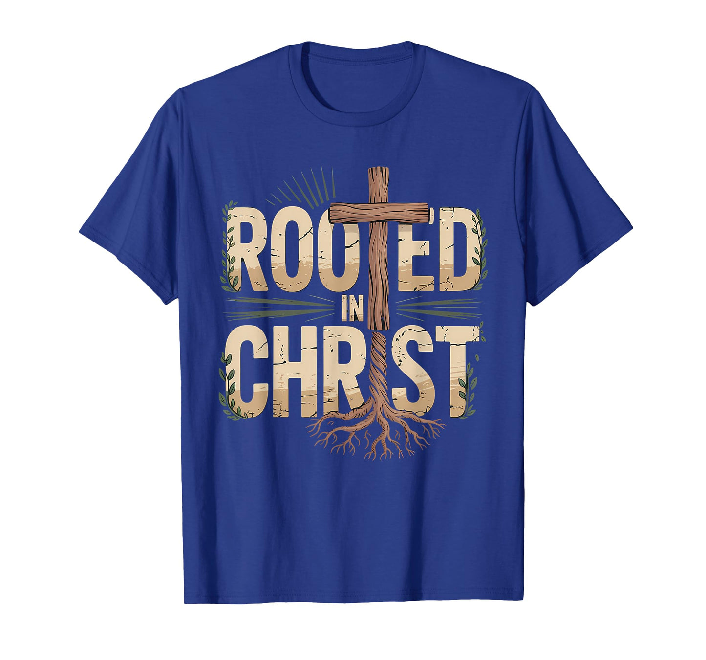 Rooted in Christ Jesus Cross Christian Faith T-Shirt