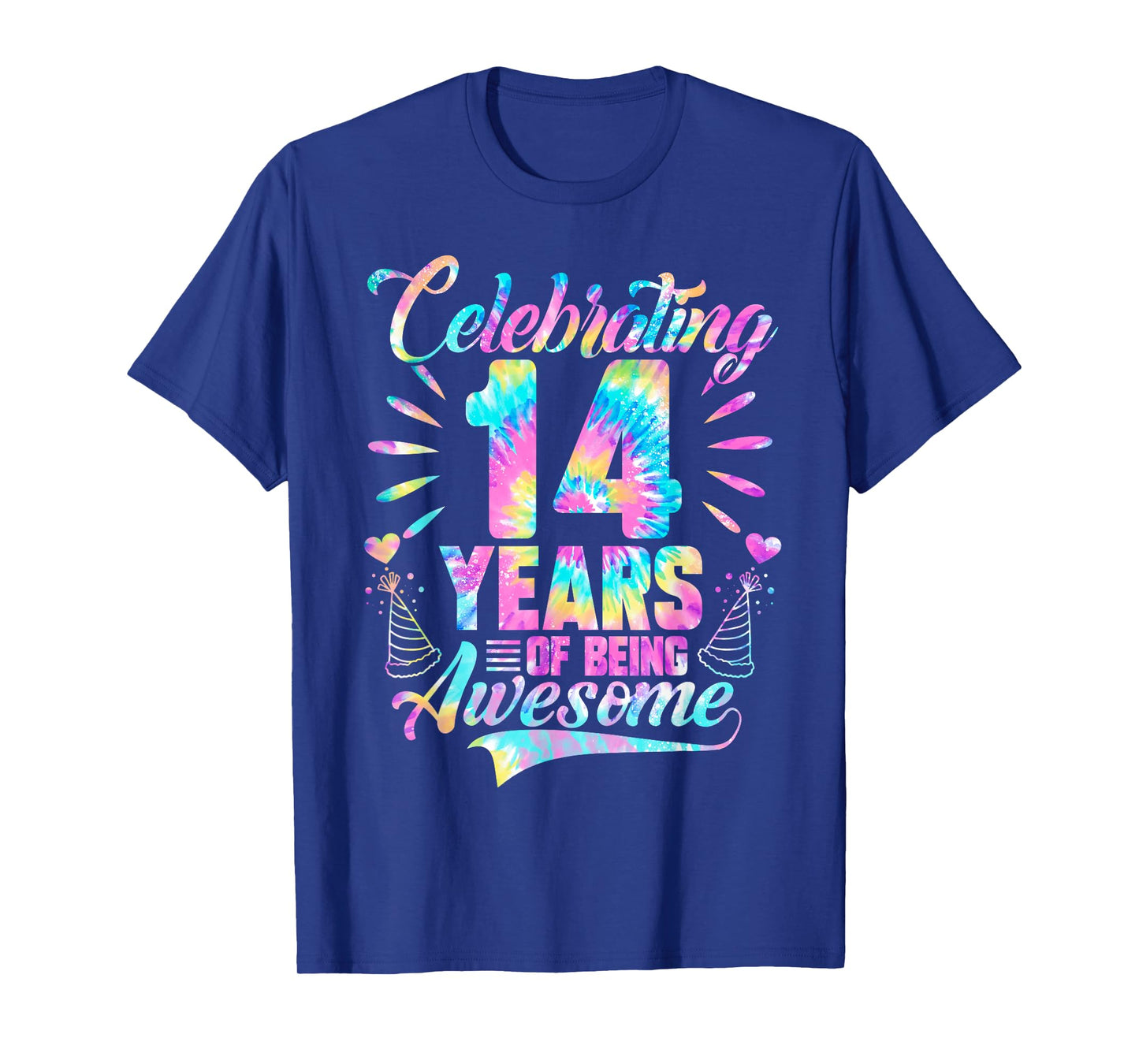 Celebrating 14 Year Of Being Awesome With Tie-dye Graphic T-Shirt