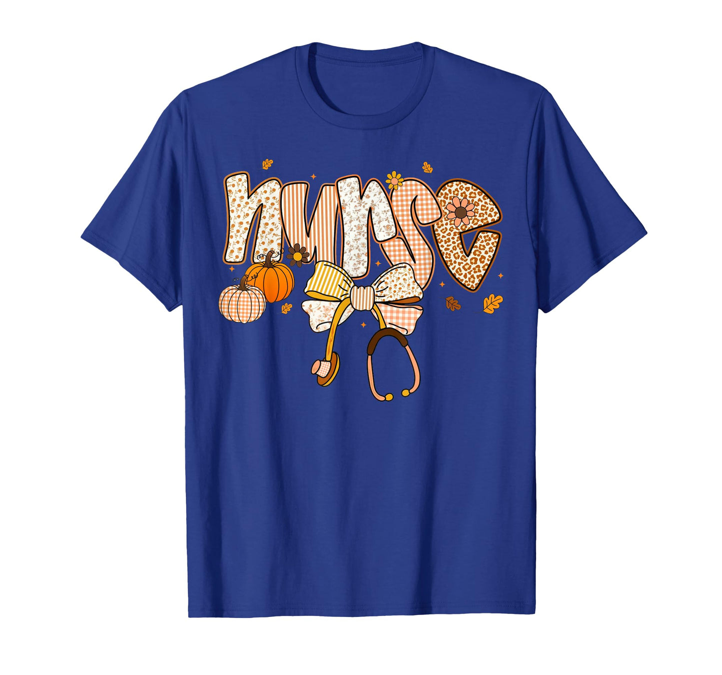 Thankful Nurse Fall Thanksgiving Stethoscope Coquette Bow T-Shirt