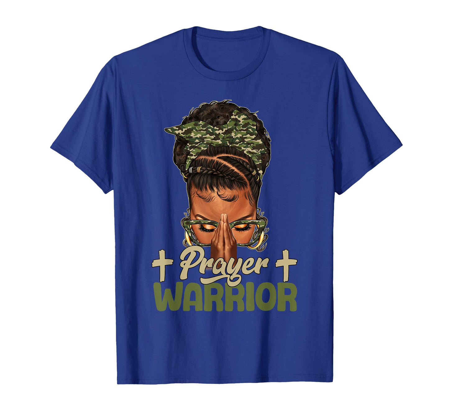 Sayings Prayer Warrior Black Woman Afro Christian Praying T-Shirt