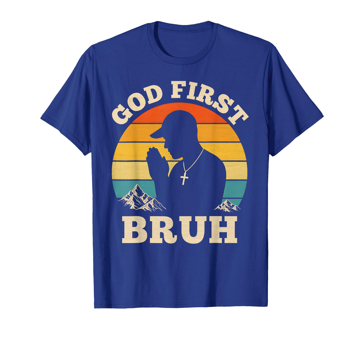 God First Bruh Vintage Hip Hop Christian Teenagers Praying T-Shirt